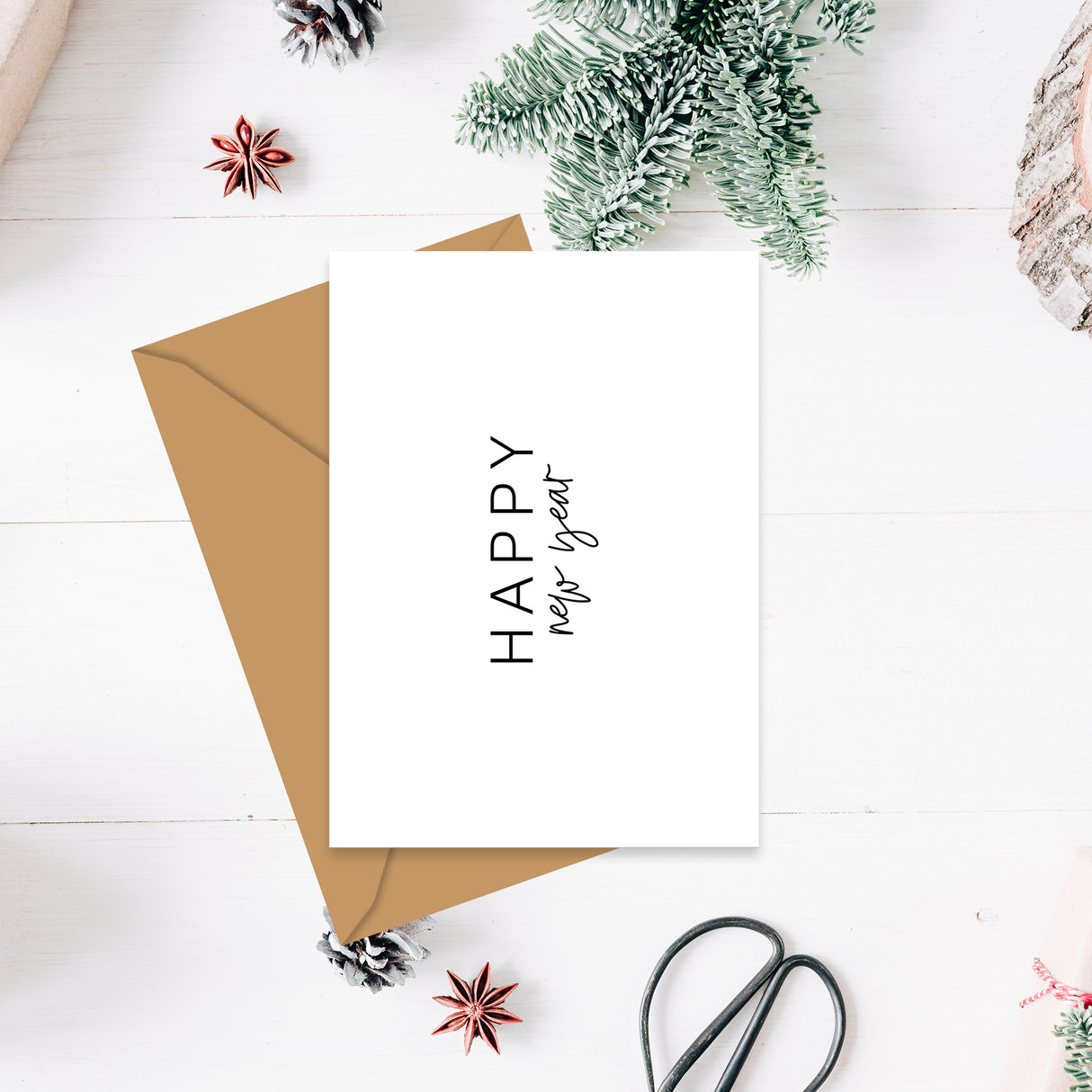 Happy new Year - Klappkarte mit Umschlag
