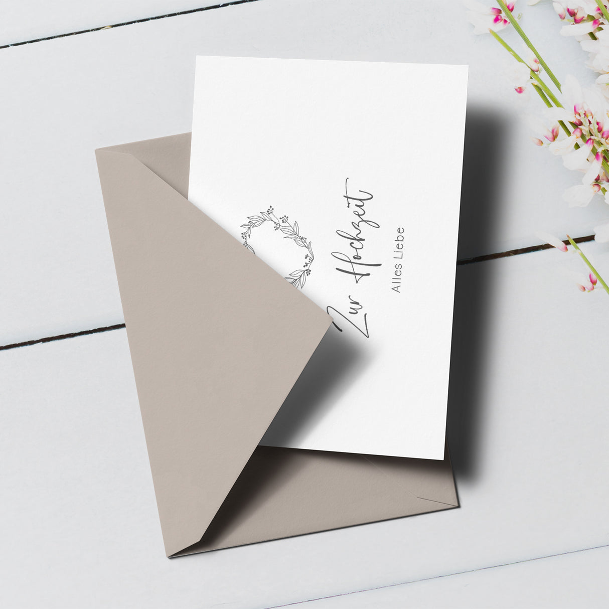 Zur Hochzeit alles Liebe - Klappkarte mit Umschlag